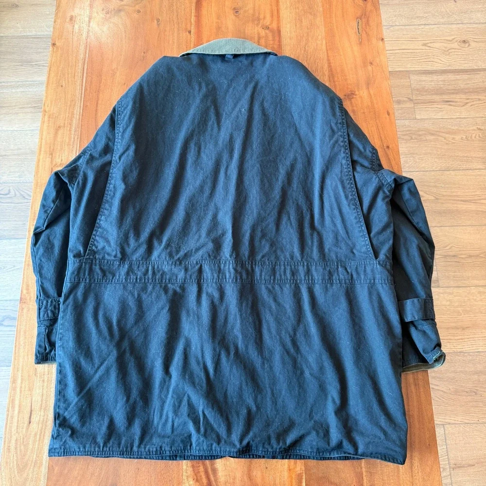 J.Crew Men's Vintage 1990's Black Barn Coat With Red Plaid Lining Size M